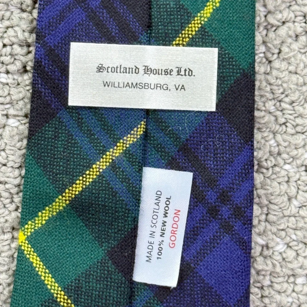 Vintage Scotland House Gordon Tartan Wool Tie Made in Scotland Mens Plaid 90s